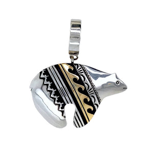 Native American Pendants - Navajo Bear 12K Gold Fill Sterling Silver Pendant - T & R Singer - Native American