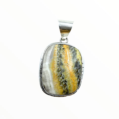 Image of Native American Pendants - Navajo Bumblebee Jasper Stone Square Pendant - Samson Edsitty - Native American