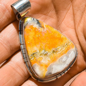 Native American Pendants - Navajo Bumblebee Jasper Stone Teardrop Pendant - Samson Edsitty - Native American