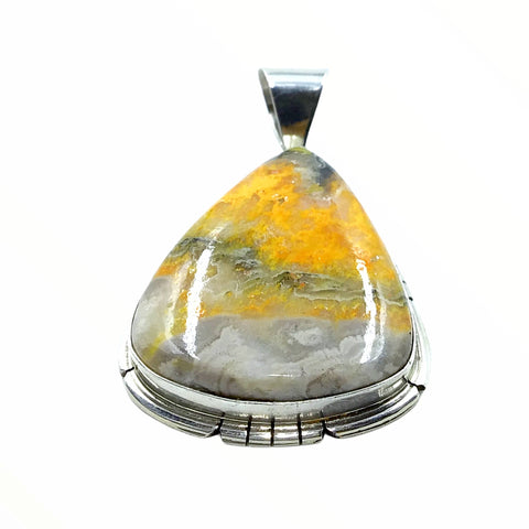 Image of Native American Pendants - Navajo Bumblebee Jasper Stone Teardrop Pendant - Samson Edsitty - Native American