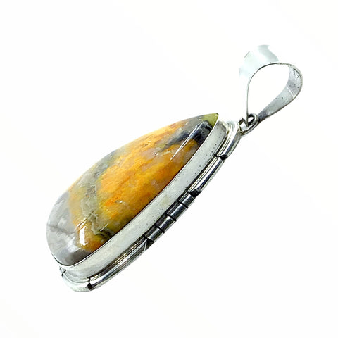 Image of Native American Pendants - Navajo Bumblebee Jasper Stone Teardrop Pendant - Samson Edsitty - Native American