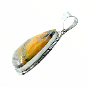 Native American Pendants - Navajo Bumblebee Jasper Stone Teardrop Pendant - Samson Edsitty - Native American