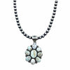 Native American Pendants - Navajo Dry Creek Turquoise Flower Cluster Navajo Pearls Necklace  - Mary Ann Spencer - Native American