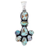 Native American Pendants - Navajo Dry Creek Turquoise Long Cluster Pendant - Livingston - Native American