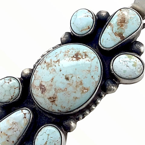 Image of Native American Pendants - Navajo Dry Creek Turquoise Long Cluster Sterling Silver Pendant - Livingston - Native American