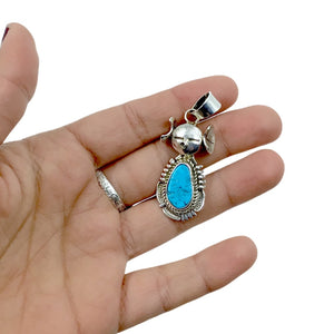 Native American Pendants - Navajo Kingman Turquoise Kachina Sterling Silver Pendant - Bennie Ration - Native American