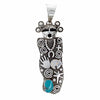 Native American Pendants - Navajo Large Kachina Petroglyphs Turquoise Kingman Pendant - Alex Sanchez - Native American