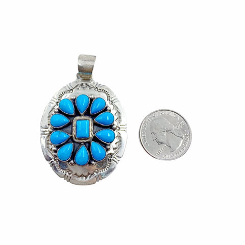 Image of Native American Pendants - Navajo Sleeping Beauty Turquoise Stamped Pendant - Bobby Johnson - Native American