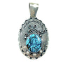 Native American Pendants - Navajo Spiderweb Turquoise Tufa Cast Sterling Silver Embellished Pendant - Marita Benally - Native American