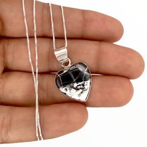 Native American Pendants - Navajo White Buffalo Heart Pendant & Fine Chain Necklace - Native American