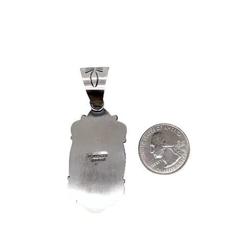 Image of Native American Pendants - Navajo White Buffalo Old-Style Stamped Sterling Silver Pendant- Mary Ann Spencer - Native American