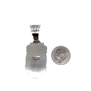 Native American Pendants - Navajo White Buffalo Old-Style Stamped Sterling Silver Pendant- Mary Ann Spencer - Native American