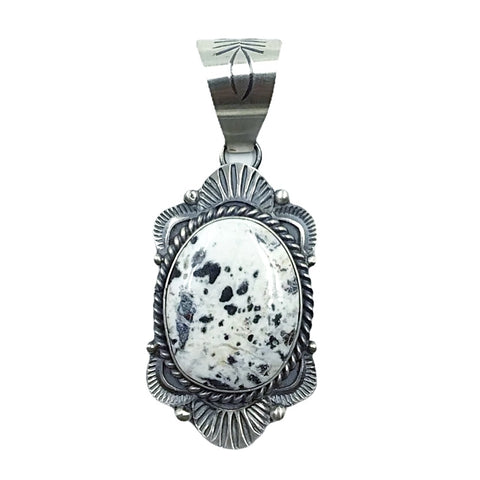 Image of Native American Pendants - Navajo White Buffalo Old-Style Stamped Sterling Silver Pendant - Smaller Version - Mary Ann Spencer - Native American