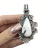 Native American Pendants - Navajo White Buffalo Teardrop Stamped Sterling Silver Pendant- Mike Calladitto - Native American