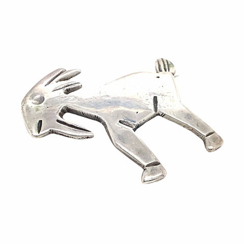 Image of Native American Pendants - Old Pawn Billy Goat Sterling Silver Pin Brooch - Native American