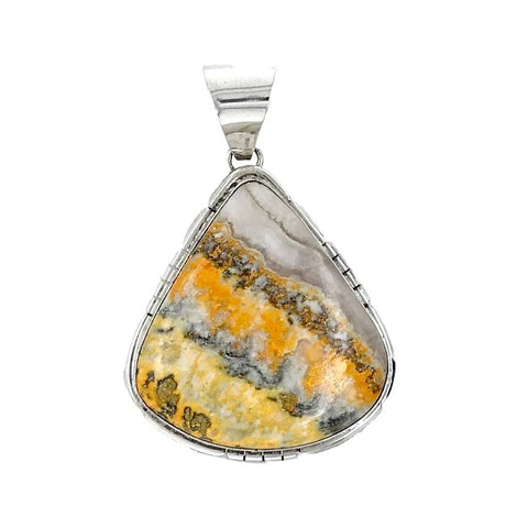 Image of Native American Pendants - Sold Navajo Bumblebee Jasper Stone Teardrop P.endant - Samson Edsitty - Native American