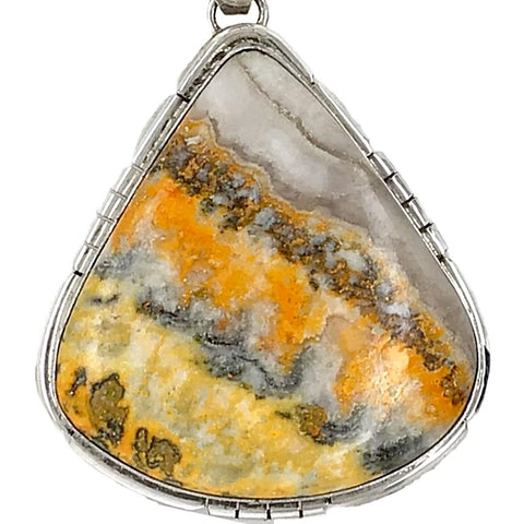 Image of Native American Pendants - Sold Navajo Bumblebee Jasper Stone Teardrop P.endant - Samson Edsitty - Native American