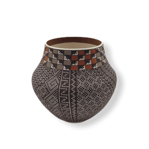 Image of Native American Pot - SOLD Acoma Brown & Orange Po.t By Frederica . Antonio