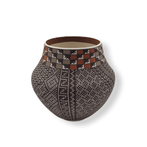 Native American Pot - SOLD Acoma Brown & Orange Po.t By Frederica . Antonio