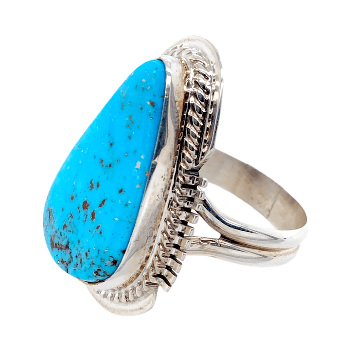 Native American Ring - Kingman Turquoise Teardrop Ring