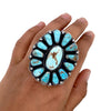 Native American Ring - Large Gorgeous Navajo Dry Creek Turquoise Cluster Ring - Bobby Johnson - Native American