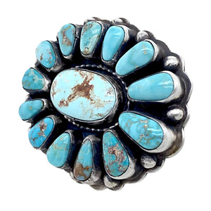 Native American Ring - Large Gorgeous Navajo Dry Creek Turquoise Cluster Ring - Bobby Johnson - Native American