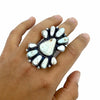 Native American Ring - Large Stunning Navajo Dry Creek Turquoise Long Cluster Ring - Bobby Johnson - Native American