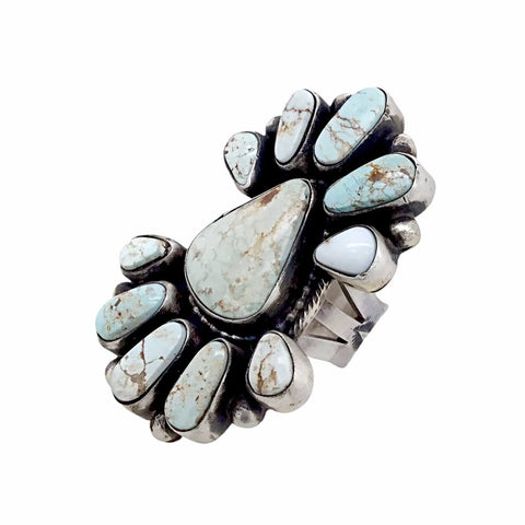 Image of Native American Ring - Large Stunning Navajo Dry Creek Turquoise Long Cluster Ring - Bobby Johnson - Native American