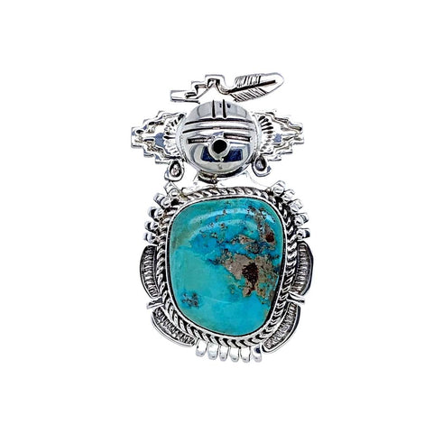 Image of Native American Ring - Navajo Kachina Turquoise Sterling Silver Ring - Bennie Ration - Native American
