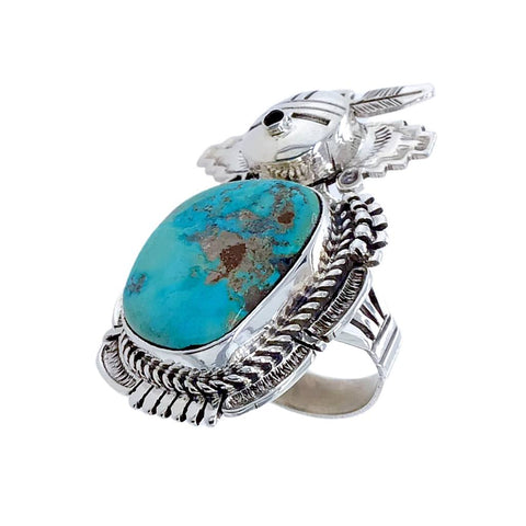 Image of Native American Ring - Navajo Kachina Turquoise Sterling Silver Ring - Bennie Ration - Native American