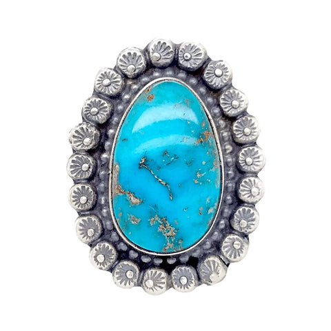 Image of Native American Ring - Navajo Kingman Turquoise Embellished Ring - Shelia Becenti