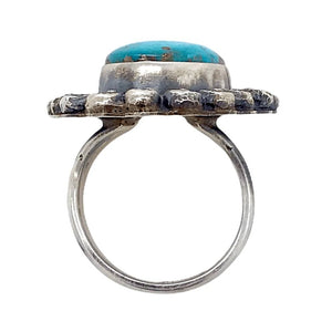 Native American Ring - Navajo Kingman Turquoise Embellished Ring - Shelia Becenti