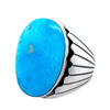 Native American Ring - Navajo Kingman Turquoise Men's Emperor Ring - Paul Livingston