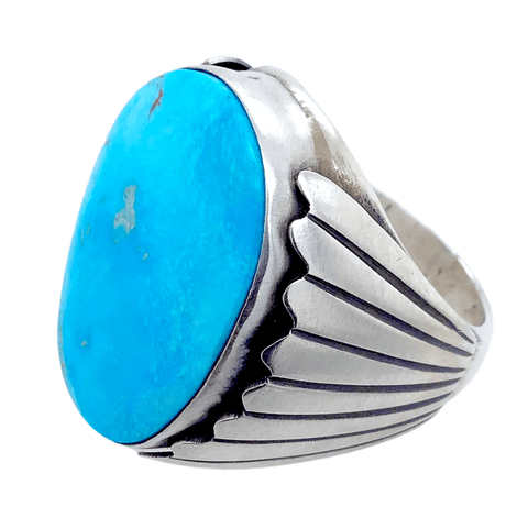 Image of Native American Ring - Navajo Kingman Turquoise Men's Emperor Ring - Paul Livingston