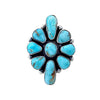 Native American Ring - Navajo Large Dry Creek Turquoise 9 Stone Cluster Sterling Silver Ring - Bea Tom - Native American