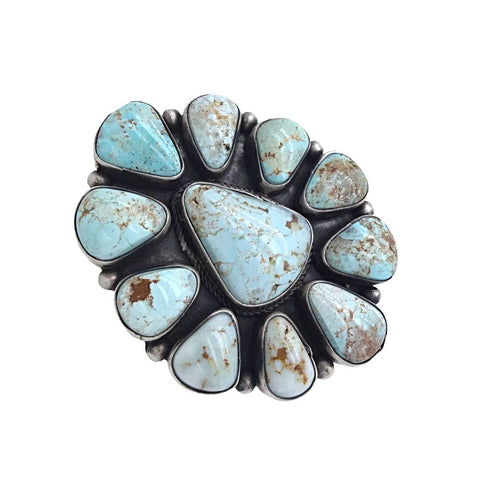 Image of Native American Ring - Navajo Large Dry Creek Turquoise Cluster Sterling Silver Ring - Bea Tom - Native American