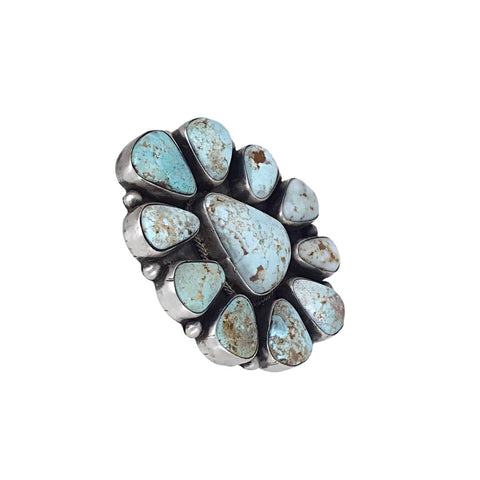 Image of Native American Ring - Navajo Large Dry Creek Turquoise Cluster Sterling Silver Ring - Bea Tom - Native American