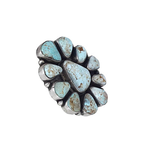 Native American Ring - Navajo Large Dry Creek Turquoise Cluster Sterling Silver Ring - Bea Tom - Native American