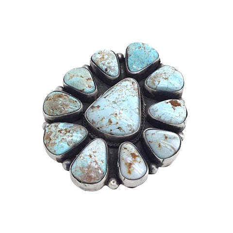 Image of Native American Ring - Navajo Large Dry Creek Turquoise Cluster Sterling Silver Ring - Bea Tom - Native American