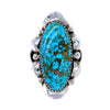 Native American Ring - Navajo Large Kingman Spiderweb Turquoise Sterling Silver Ring - Native American