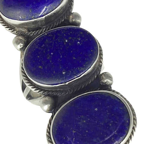 Image of Native American Ring - Navajo Large Lapis Triple-Stone Sterling Silver Ring - Bobby Johnson - Native American