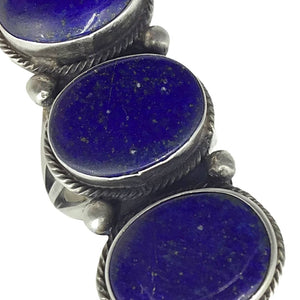 Native American Ring - Navajo Large Lapis Triple-Stone Sterling Silver Ring - Bobby Johnson - Native American