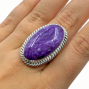 Native American Ring - Navajo Large Purple Charoite Stone Oval Sterling Silver Ring - Native American