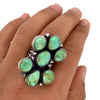 Native American Ring - Navajo Large Sonoran Gold Turquoise Cluster Sterling Silver Ring - Bobby Johnson - Native American