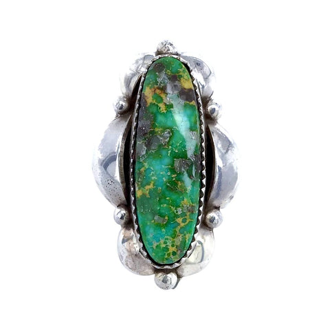 Image of Native American Ring - Navajo Large Sonoran Gold Turquoise Sterling Silver Ring - Native American