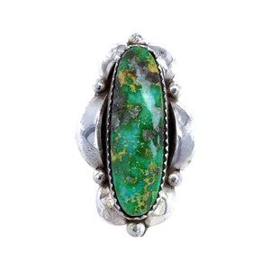 Native American Ring - Navajo Large Sonoran Gold Turquoise Sterling Silver Ring - Native American