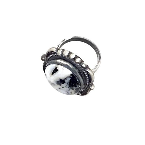 Image of Native American Ring - Navajo Large White Buffalo Sterling Silver Ring - Sheila Becenti - Native American