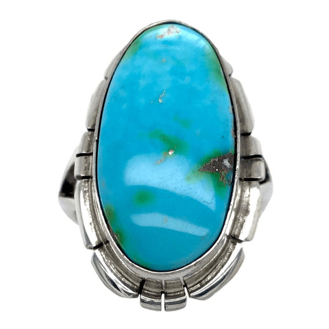 Image of Native American Ring - Navajo Long Oval Sonoran Turquoise Ring