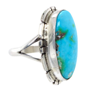 Native American Ring - Navajo Long Oval Sonoran Turquoise Ring