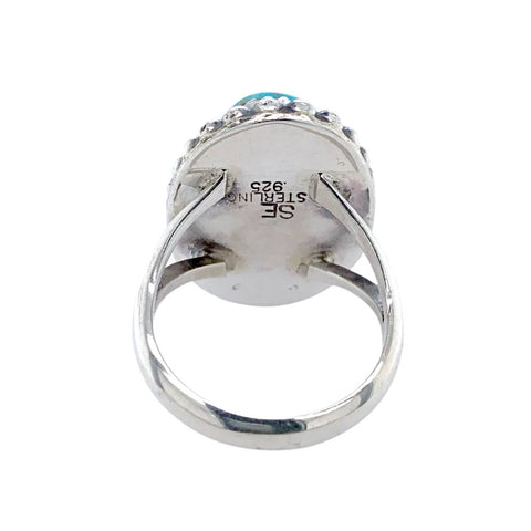 Image of Native American Ring - Navajo No. 8 Turquoise Sterling Silver Ring - Samson Edsitty - Native American